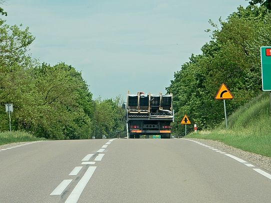 Truck on country road