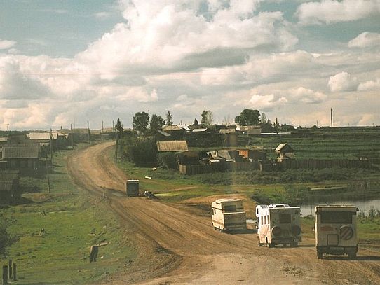 Dusty Road with motorhomes