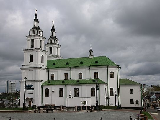 Minsk white church with green roof