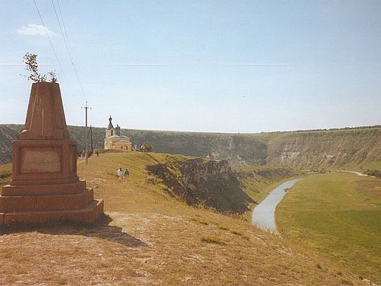 Church overlooking river valley