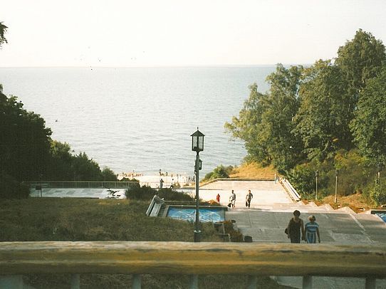 old picture of stairs to the beach 